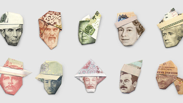 Необычные лица из бумажных денег