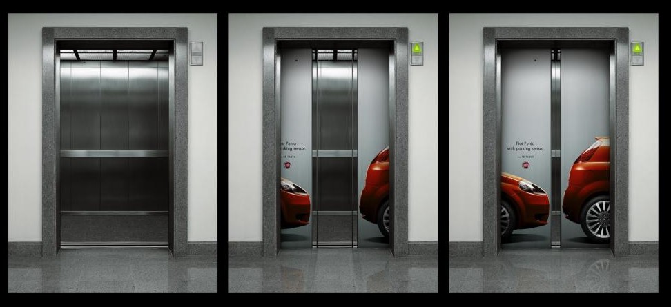 рекламный креатив на лифтах