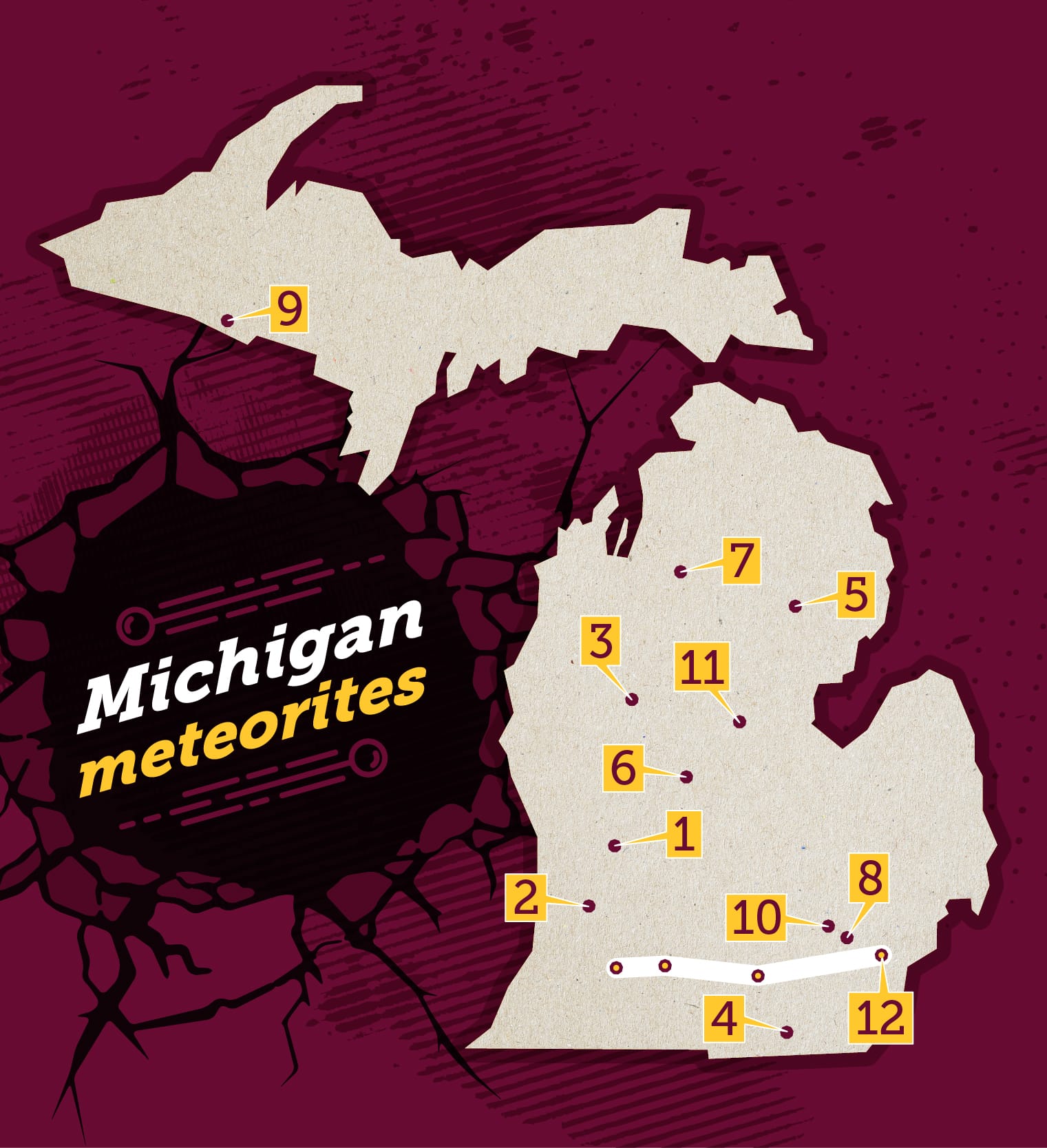Michigan Meteorite map 2018