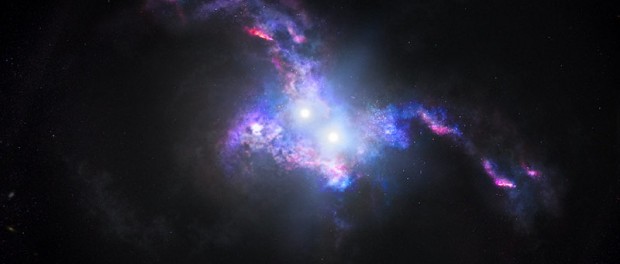 Hubble показал уникальное слияние двойных внегалактических объектов