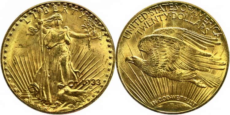 Золотая монета "Двойной орел" 1933 года