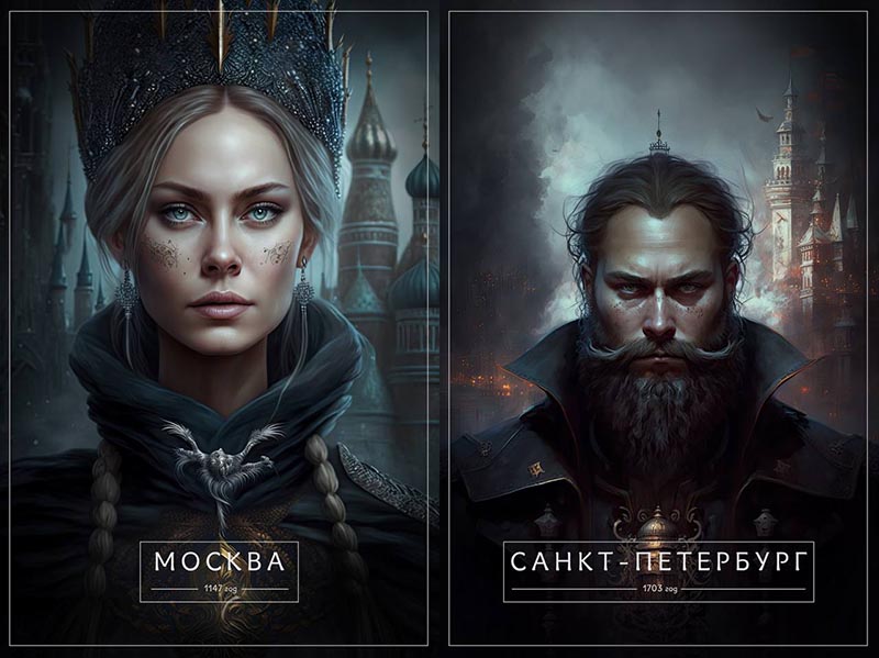Midjourney сгенерировала портреты российских городов