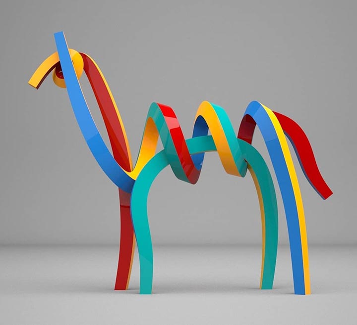 Металлическая лошадь от корейского скульптора Lee Sangsoo